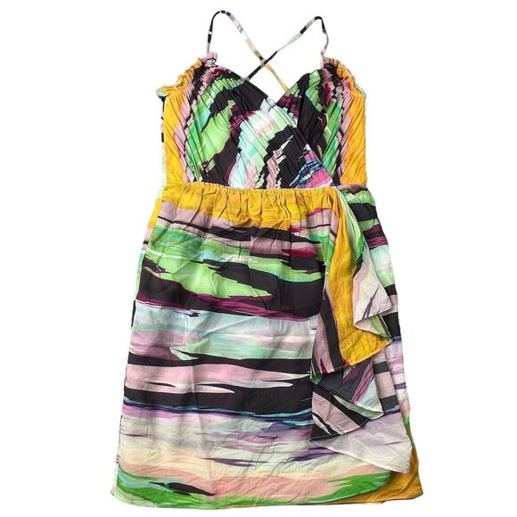 Shoshanna Anthropologie Womens Mini Dress Size 6 Silk‎ Abstract Watercolor Party - Picture 1 of 10